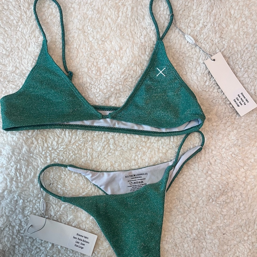 Green Glitter Bikini Set Boutine LA Size L NWT